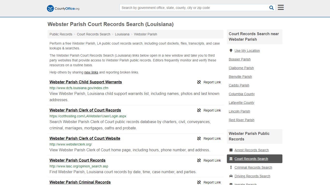 Court Records Search - Webster Parish, LA (Adoptions, Criminal, Child ...
